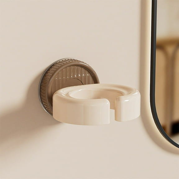 Suction Cup Hair Dryer Rack for Bathroom, Plastic Hair Dryer Hanger, Drill-Free Wall-Mounted Storage Rack, Fits Home & Travel-Sized Hair Dryers( 3.54x3.11x2.36in Brown)