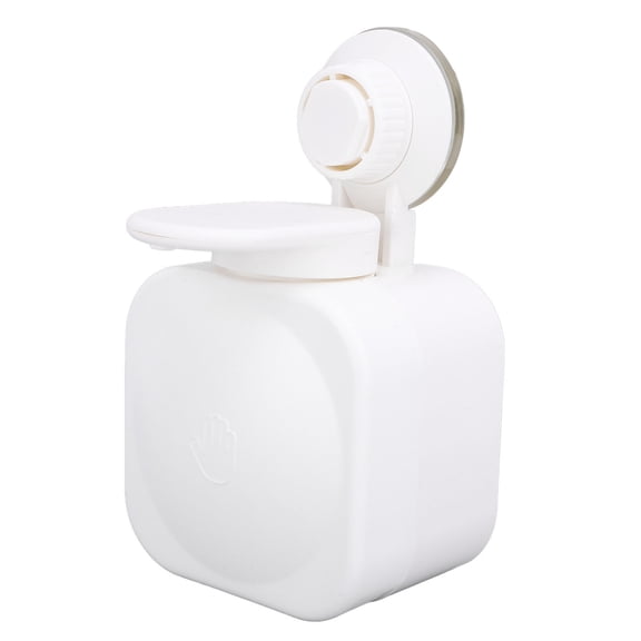 Suction Cup Hand Soap Dispenser No Drill Wall Mounted Plastic Press Bottle For Bathroom Kitchen Sinks White (4.72 inches / 12 cm)
