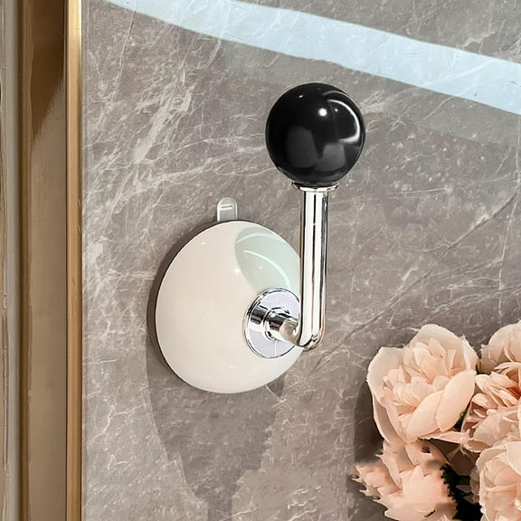 Suction Cup Hook | Heavy-Duty Adhesion Handle, Punch-Free Reusable ABS+TPU, L-Shaped Red Accent, Multipurpose Door Pull & Organizer for Glass, Cabinets, Bathroom, 1 Pack