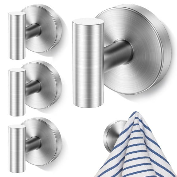 Suction Cup Hook for Inside Shower Removable Towel Hook for Bathroom Window Glass Mirror Tile Bath Robe Looafh Hanger for Hanging Waterproof Rustproof Stainless Steel (4 Pack)