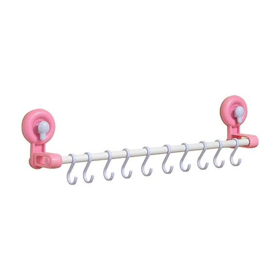Suction Cup Hook Rack for Kitchen & Bathroom – Removable Over-the-Door Shower Towel & Clothes Organizer with 10 Movable Hooks, Waterproof Heavy-Duty Design for Home & Bathroom Storage