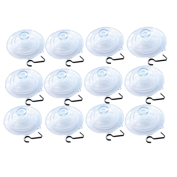 For Suction Cup Hooks 12 Pack Clear Plastic Hangers Small Dia 3cm Strong PVC Metal Hanging Hooks for Smooth Surfaces Coat Clothes Blanket Key Kitchen Bathroom Wall Organizer