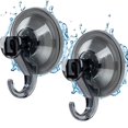 thumbnail image 1 of Suction Cup Hooks, 2 Pack Clear Shower Suction Hooks Waterproof Removable Heavy Duty Suction Cups Wreath Hangers for Window, Bathroom, Shower Wall, Tile, Glass Door, Camper, Kitchen, 1 of 6