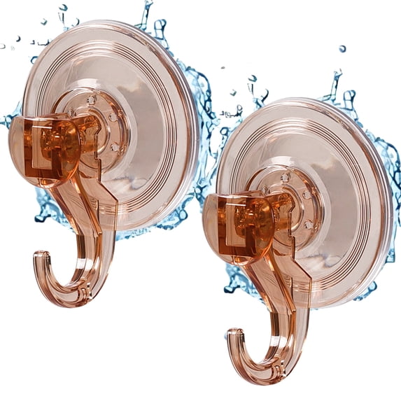 Suction Cup Hooks, 2 Pack Clear Shower Suction Hooks Waterproof Removable Heavy Duty Suction Cups Wreath Hangers for Window, Bathroom, Shower Wall, Tile, Glass Door, Camper, Kitchen