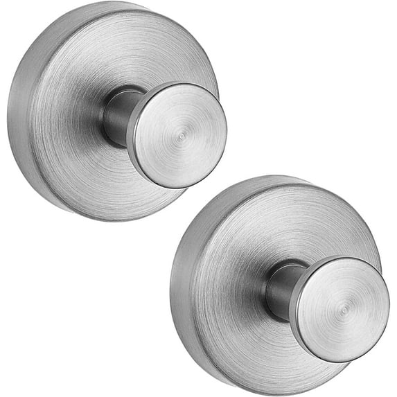 Suction Cup Hooks (2 Packs), Stainless Steel Waterproof Suction Cup Hooks For Shower, Bathroom, Hanging Towels, Mounting On Glass Shower Doors (Brushed Silver)