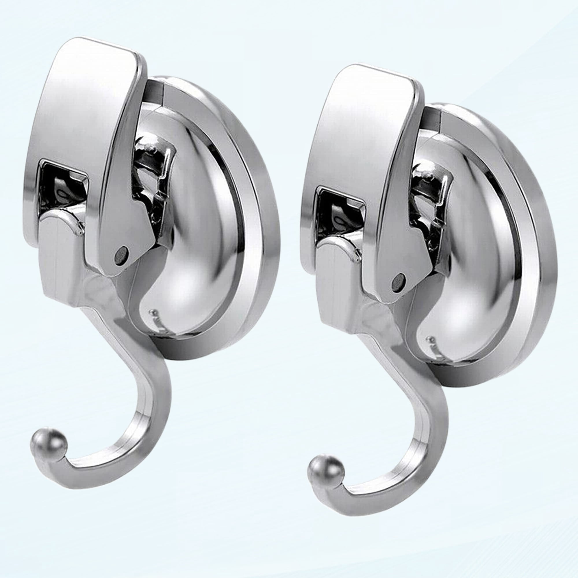 Suction Cup Hooks, 2 Silver Heavy Duty Vacuum Suction Cup Hooks, Easy ...