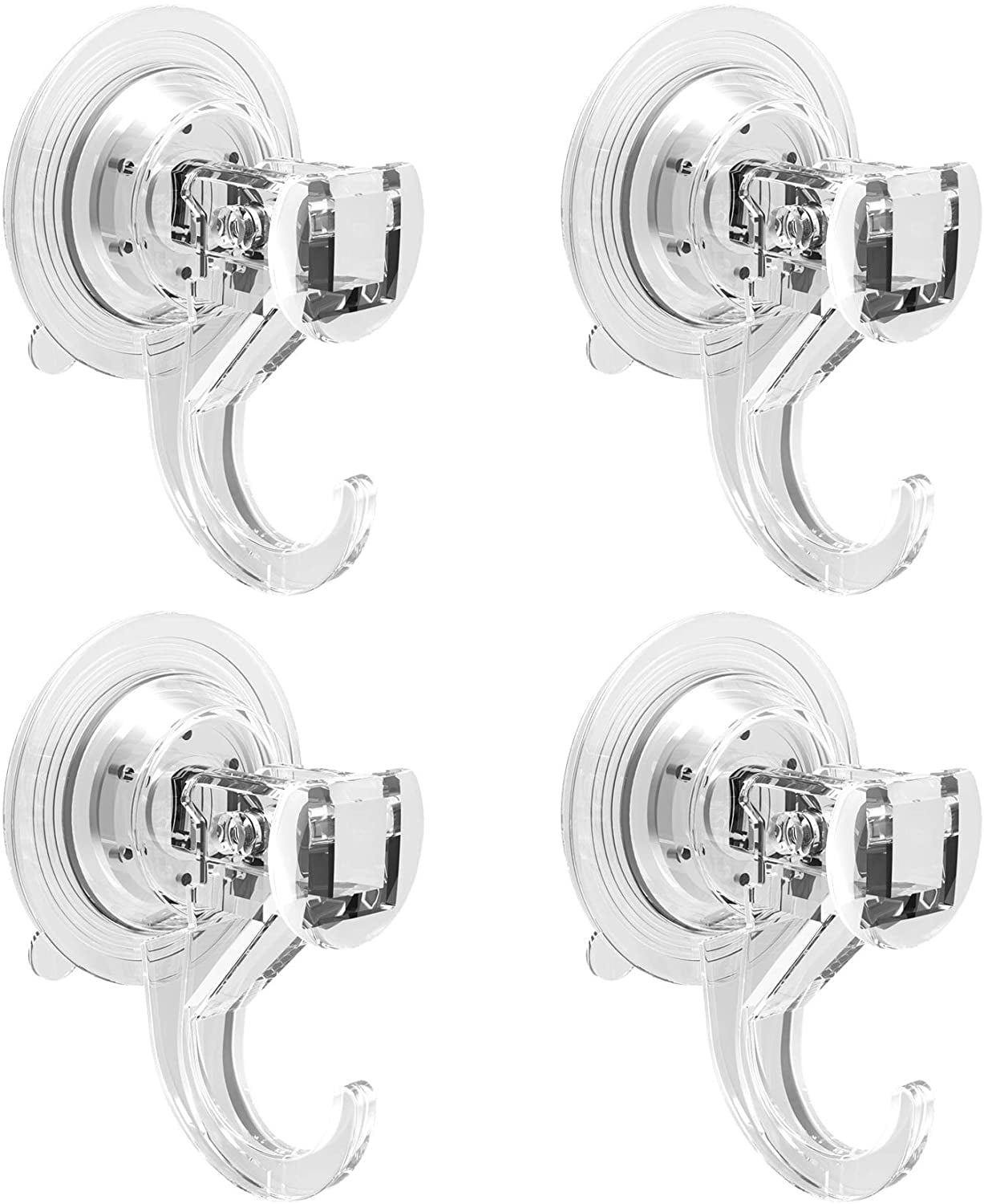 Suction Cup Hooks 4 Pack, Shower Suction Hooks Clear Window Suction