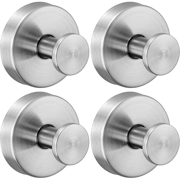 Suction Cup Hooks (4 Packs), Stainless Steel Waterproof Suction Cup Hooks For Shower, Bathroom, Hanging Towels, Mounting On Glass Shower Doors (Brushed Nickel )