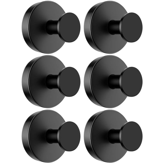 Suction Cup Hooks 6 Pack Black Bathroom Kitchen Hanging Wreath Towel Robe