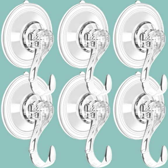 Suction Cup Hooks Clear Heavy Duty Glass Window Wall Bathroom Shower Hook Hanging Towel Loofah Wreath Holder 6.6 LB 6 Pack