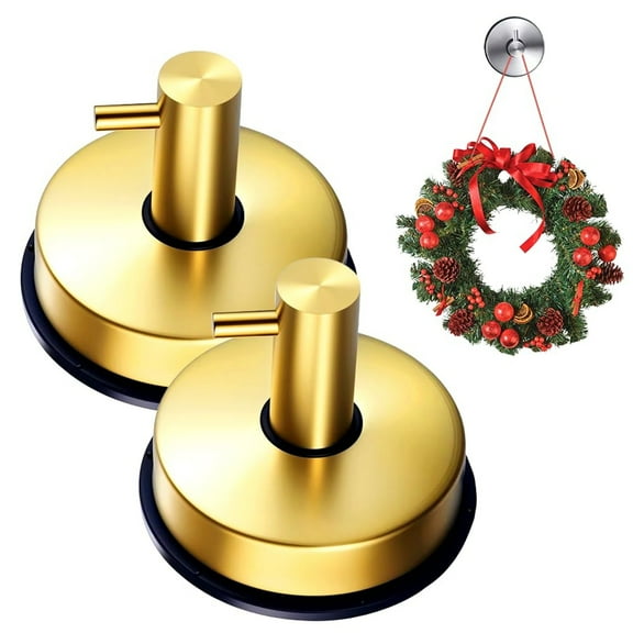 Suction Cup Hooks for Door Wreaths, 2 Pcs Suction Cup Hooks, Shower Hooks for Inside Shower, No Drill Suction Cup Hooks, Suction Cup Wreath Hanger Holder for Hanging Towels, Robes, and Loofahs