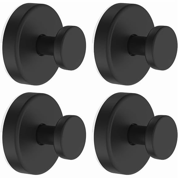 Suction Cup Hooks for Glass Window, Mirror, Wreaths - Shower Hooks for Inside Shower, No Drill Towel Hooks for Bathrooms, Bath Robe Coat Looafh Hook for Hanging - Black (4 Pack1)