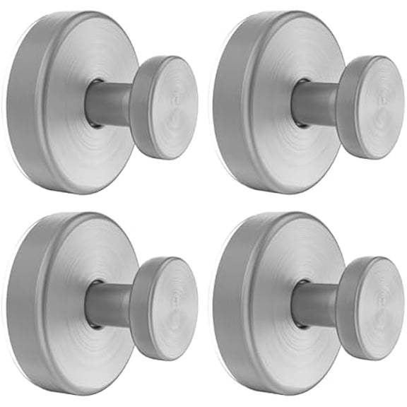 Suction Cup Hooks for Glass Window, Mirror, Wreaths- Shower Hooks for Inside Shower, No Drill Towel Hooks for Bathrooms, Bath Robe Coat Looafh Hook for Hanging - Silver (4 Pack)