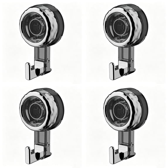 Suction Cup Hooks,Heavy Duty Suction Cup Hooks,Strong Suction Hanger for Wreath, Shower,Window & Glass Door.Waterproof Outdoor Hooks for Bathroom Wall Hanging,Removable,No Drilling (Grey 4 PCS)