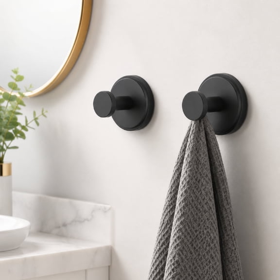 Suction Cup Hooks, Heavy Duty Twist-Lock Shower Hook for Bathroom Towel Loofah Robe, 2 Pack Black