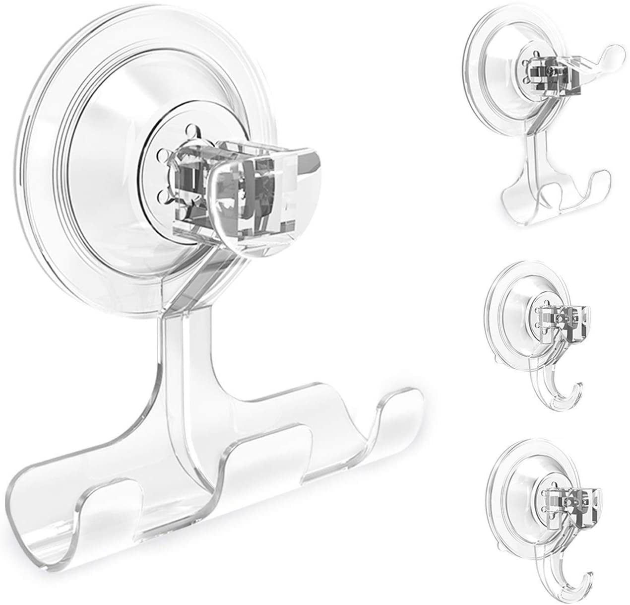 Clear Plastic Suction Cup Hooks for Bathroom and Kitchen