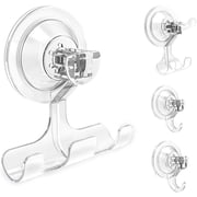 Suction Cup Hooks, Quntis Waterproof Christmas Decoration Hanger, 4Pcs Vacuum Suction Hooks - Razor Holder - Shower Hooks - Multi-Use for Bathroom Kitchen Office, Storage & Organization