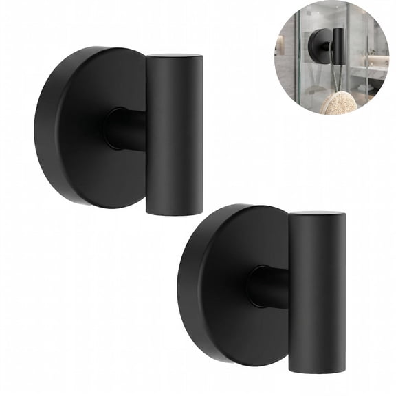 Suction Cup Hooks, Removable Shower Hooks for Inside Shower – Towel Hooks for Bathroom Window Glass Mirror Tile, Bath Robe Looafh Hook for Hanging – Waterproof & Rustproof, Black (2 Pack)