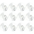thumbnail image 1 of Suction Cup Hooks Set - 12 Pack of Clear Heavy Duty Silicone Plastic Hangers for Kitchen, Bathroom, Shower, Window, and Wall - Clear, 1.5 inch / 4 cm Diameter, 1 of 4