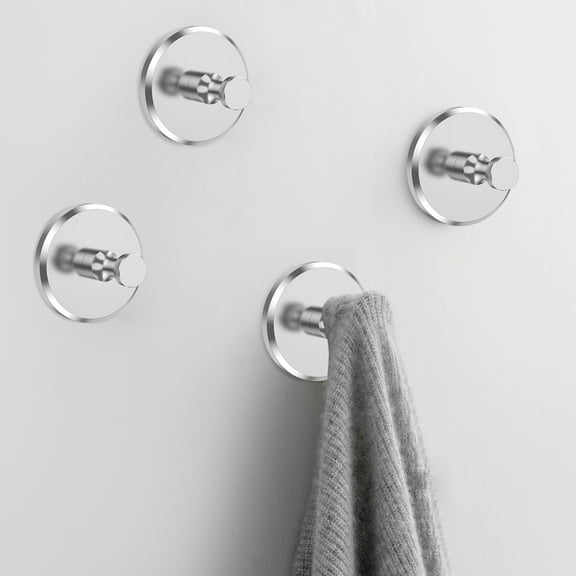 Suction Cup Hooks for Shower,4Pcs Shower Hooks for Inside Shower,No Drill Towel Hooks for Bathroom Wall,Kitchen,Glass,Mirror,Tile to Hang Towels,Robes,Loofah-Silver