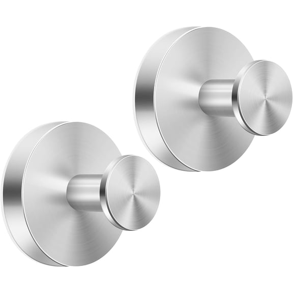 Suction Cup Hooks for Shower, Bathroom,Glass Window Loofah, Towel, Wreath Hanger for Front Door No-Drill Waterproof Wall Hook Hold,2packs,Brushed Silver
