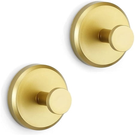 Suction Cup Hooks for Shower, Bathroom, Kitchen, Glass Door, Mirror, Tile – Loofah, Towel, Coat, Bath Robe Hook Holder for Hanging up to 15 lbs – Waterproof, Dark, Matte Gold (2-Pack)