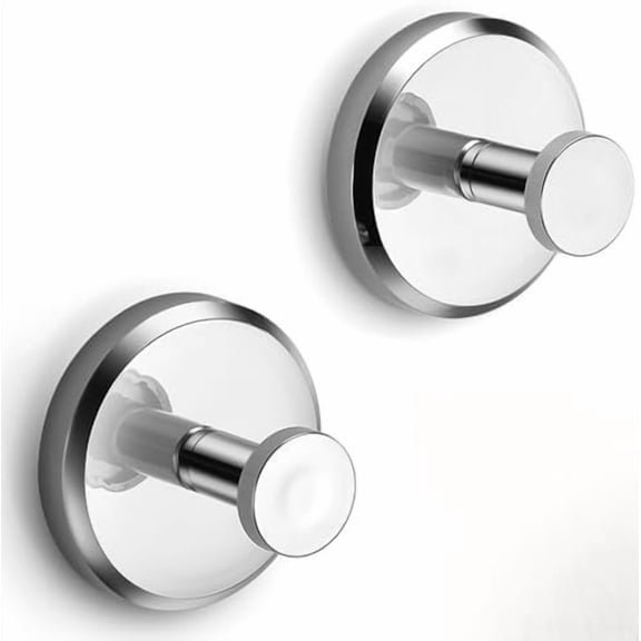 Suction Cup Hooks for Shower, Bathroom, Kitchen, Glass Door, Mirror, Tile – Loofah, Towel, Coat, Bath Robe Hook Holder for Hanging up to 15 lbs – Waterproof & Rustproof, Chrome (2-Pack) …