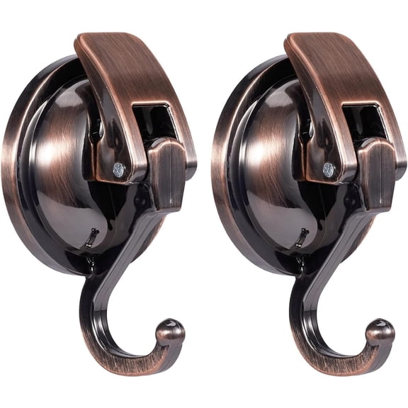 Suction Cup Hooks for Shower, Bathroom, Kitchen, Glass Door, Mirror, Tile  Loofah, Towel, Coat, Bath Robe Hook Holder for Hanging  Waterproof Wreath Hanger (2, Red Bronze)