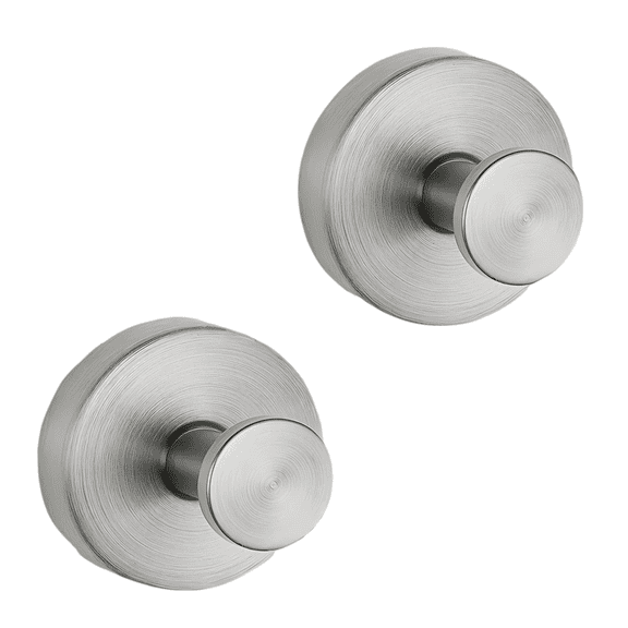 Suction Cup Hooks for Shower, Bathroom, Kitchen, Glass Door, Round Utility Coat Hook, Stainless Steel Bathroom Hand Towel Hook for Hanging up to 11 lbs â Matte Silver (2-Pack)