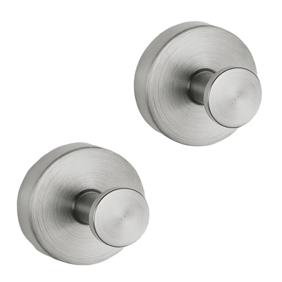 Suction Cup Hooks for Shower, Bathroom, Kitchen, Glass Door, Round Utility Coat Hook, Stainless Steel Bathroom Hand Towel Hook for Hanging up to 11 lbs â Matte Silver (2-Pack)
