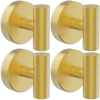 3-Piece Bathroom Hardware Set - Angled Robe Hooks, Towel Ring & Open-Side Toilet Paper Holder In Brushed Gold (SUS304 Stainless Steel)