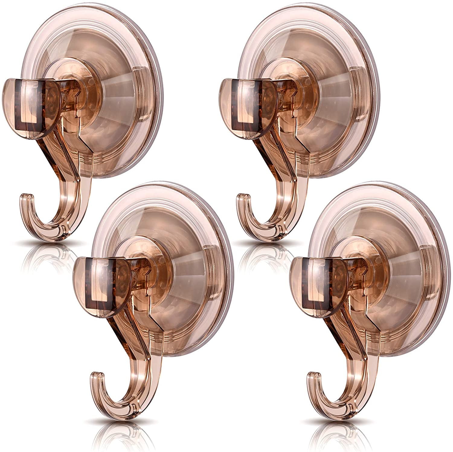 Suction Cup Hooks for Shower, Large Dark Brown Clear Heavy Duty Suction