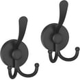 thumbnail image 1 of Suction Cup Hooks for Shower, Large Double Shower Hooks for Inside Shower, Heavy Duty Suction Hooks for Glass Window, Double Hook for Hanging Bath Towels - 2 Pack, Black, 1 of 7