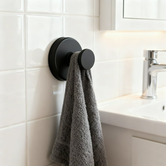 2-Pack Decorative Black Floral Suction Hooks, No-Drill Damage-Free Hanging for Bathroom, Kitchen, Glass & Tile