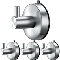 Suction Cup Hooks for Shower Set of 4 Brushed Nickel Towel Hooks for Bathrooms SUS 304 Stainless Steel Shower Hooks for Loofah 15 Lb Bathroom Hooks for Towels