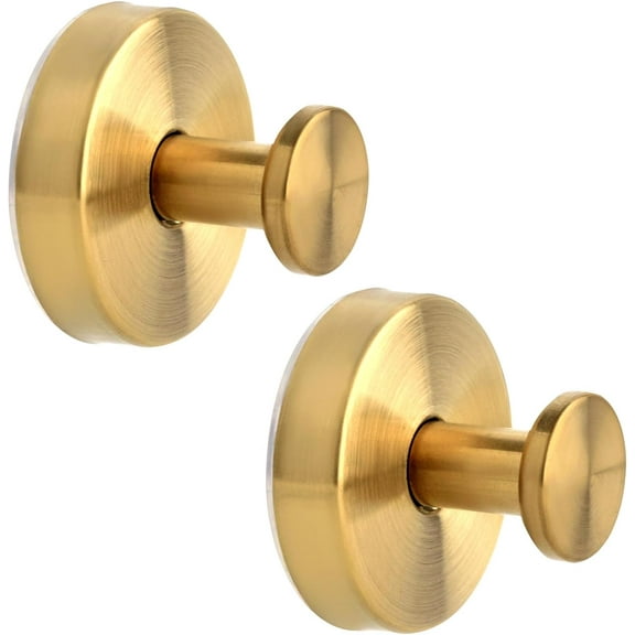 Suction Cup Hooks for Shower, Towel Hooks for Bathroom, Kitchen, Glass Door, Mirror, Tile, – Loofah, Towel, Bath Robe Hooks for Hanging up to 15 lbs, Brushed Gold (2 Packs)