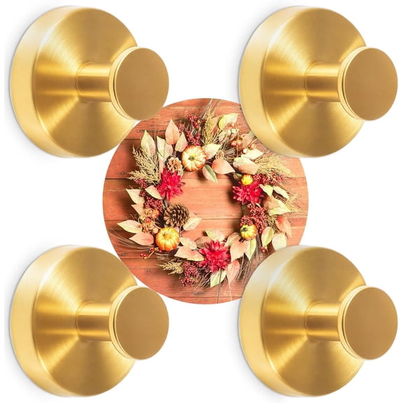 Suction Cup Hooks Shower, Towel Robe Hooks for Bathroom Bath Window Glass, 22 LB Stainless Steel Gold Wreath Hanger Reusable Decorations for Front Door Indoor Easter Welcome Sign