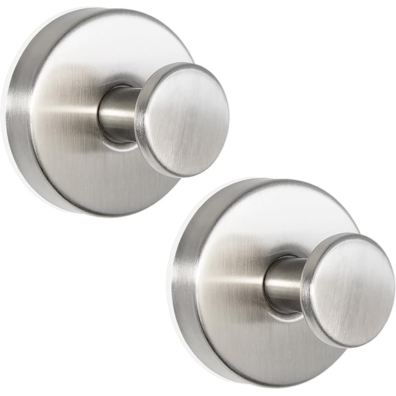 Suction Cup Hooks for Shower Wall, Door Wreaths, Removable Inside Shower Towel Hooks for Bathroom Window Glass Kitchen- Bath Robe Loofah Suction Hooks for Surfaces (Nickel, 2 )