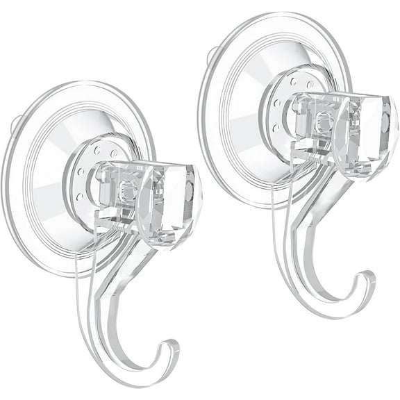 Suction Cup Hooks, Small Shower Suction Hooks, Heavy Duty, Removable and Reusable, Clear, 2 Pcs