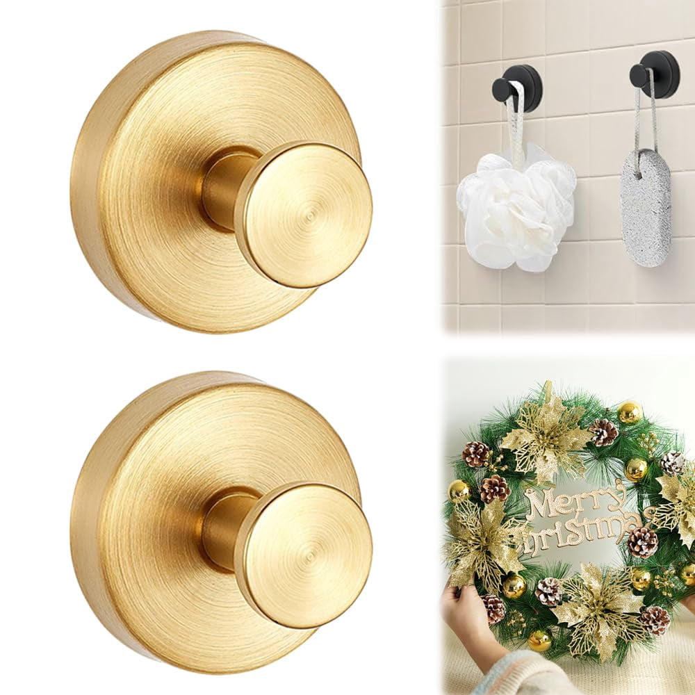 DGYB Suction Cup Hooks For Shower Set Of 2 Towel Hooks For Bathrooms Sus 304 Stainless Steel Matte Black Shower Hooks For Loofah - View #3