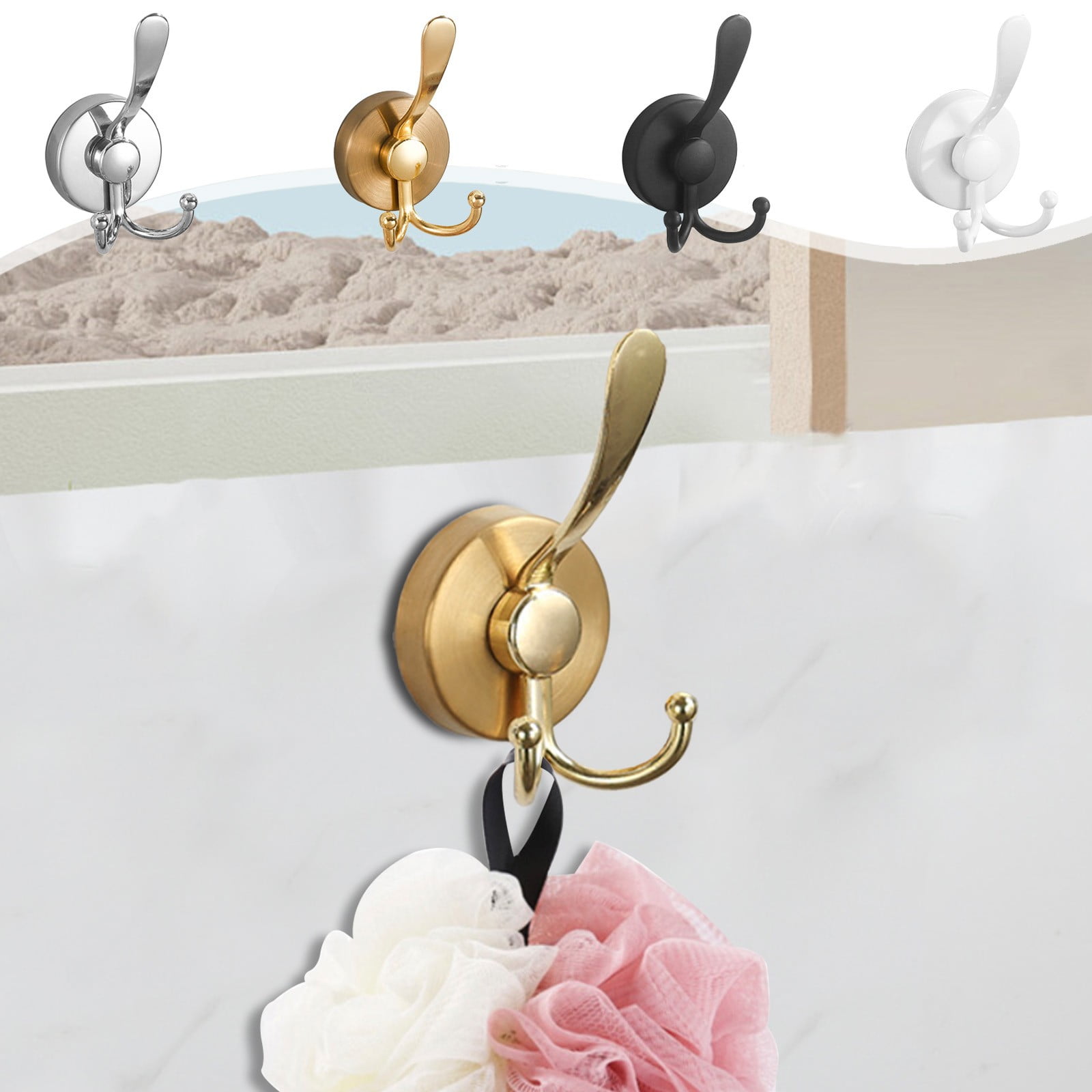 Suction Cup Hooks,Towel Hooks for Bathrooms,No Punching Stainless Steel ...