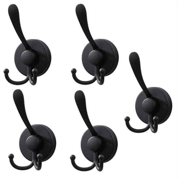 Suction Cup Hooks, Vacuum Power Heavy Duty Shower Hooks for Inside Shower, No Drill Towel Hooks for Bathroom Wall,5 x Suction Cup Hooks,Black