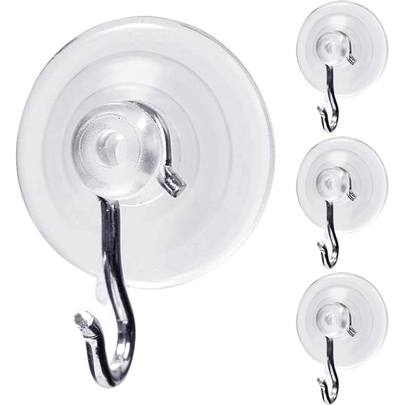 Suction Cup Hooks Wall Hooks for Hanging All Purpose Hook Wall Hangers Without Nails Heavy Duty Wall Hooks-Made in USA (7 lbs / 4 Pack)