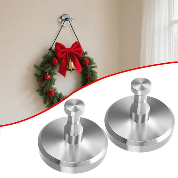 Suction Cup Hooks for Wreath, Metal Towel Hooks for Bathrooms, Suction Hooks for Window, Glass, Mirror, Tile, No Drill Shower Hooks for Hanging Loofah, Robe, Matte Black, 2 Pack, 2.36x1.85"