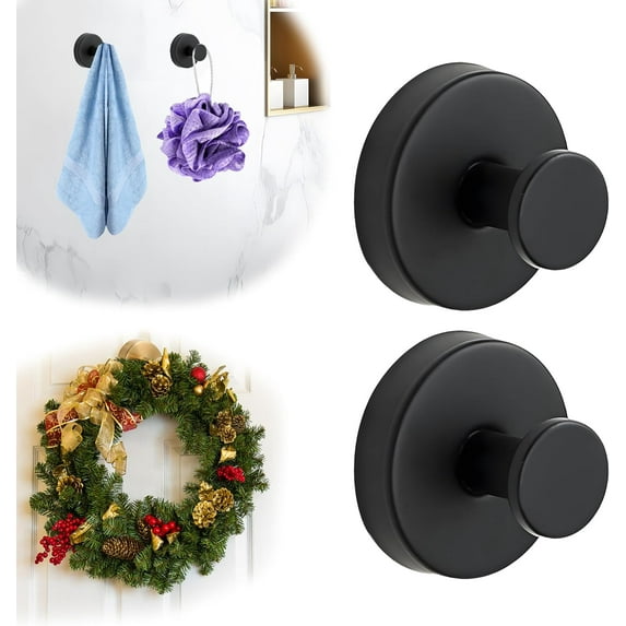 Suction Cup Hooks for Wreaths on Glass, 2025 New No Drill Suction Cup Hooks for Shower, Wreath Hanger for Front Door, Metal Towel Hooks for Window Bathroom Mirrors