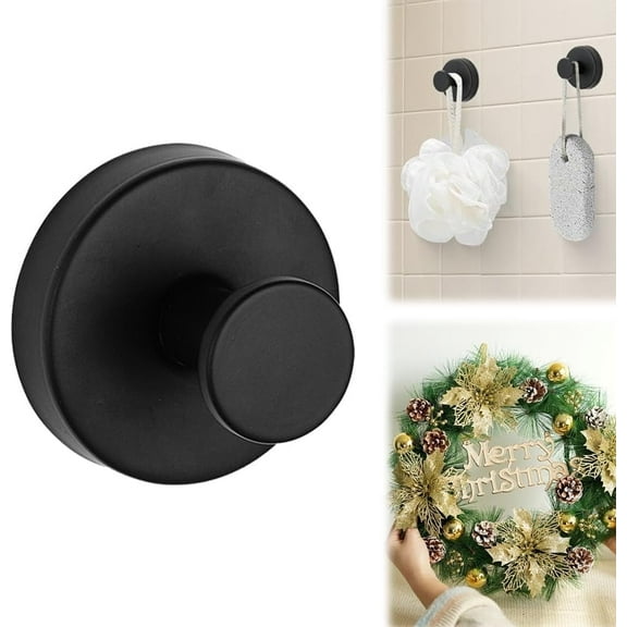 Suction Cup Hooks for Wreaths on Glass, New Model No-Drill Suction Cup Hooks, Wreath Hangers for Front Doors, Metal Towel Hooks for Showers Bathrooms Mirrors