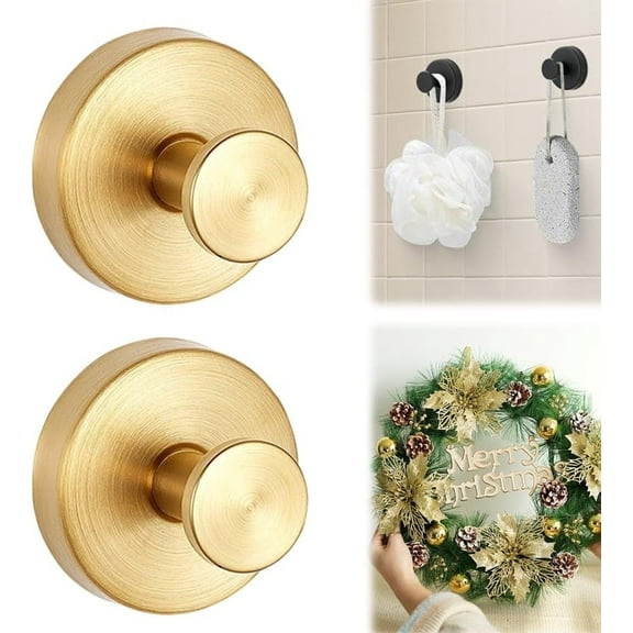 Suction Cup Hooks for Wreaths on Glass, New Model No-Drill Suction Cup Hooks, Wreath Hangers for Front Doors, Metal Towel Hooks for Showers Bathrooms Mirrors