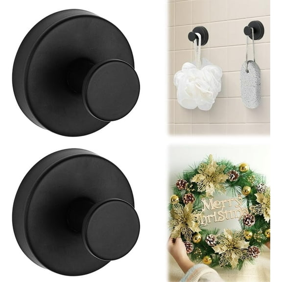 Suction Cup Hooks for Wreaths on Glass, New Model No-Drill Suction Cup Hooks, Wreath Hangers for Front Doors, Metal Towel Hooks for Showers Bathrooms Mirrors
