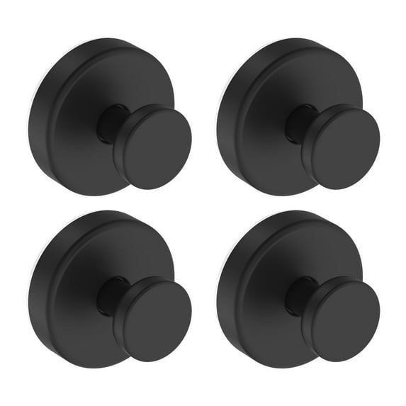 Suction Cup Hooks for Shower, Removable Towel Hooks for Bathroom Window Glass Door Wall, Bath Robe Looafh Hook for Hanging - 2 Pack, Black