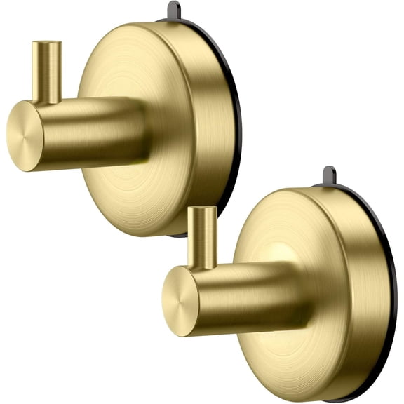 Suction Cup Hooks for Shower Set of 2 Gold Towel Hooks for Bathrooms SUS 304 Stainless Steel Shower Hooks for Loofah 15 Lb Bathroom Hooks for Towels